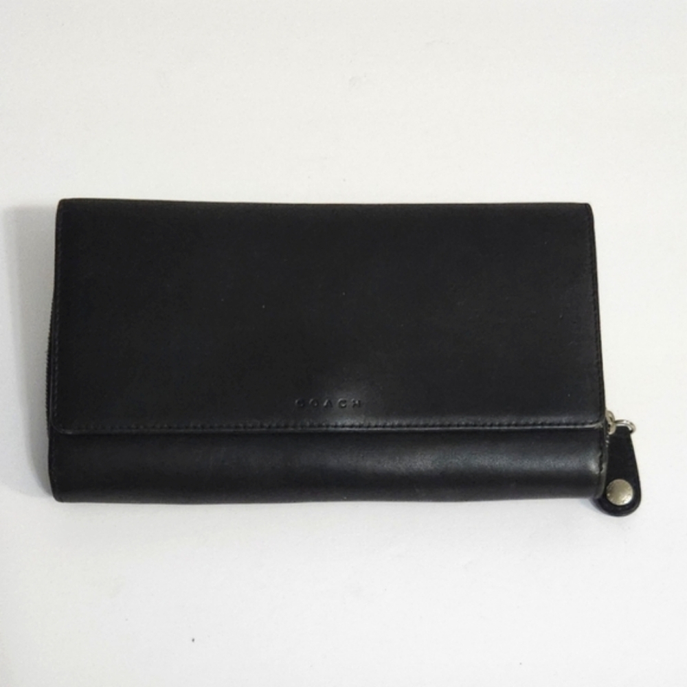 Vintage Coach‎ Legacy Trifold  Black Leather Wallet
